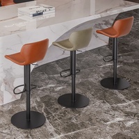 [En stock] Tabouret de bar commercial moderne de luxe léger avec dossier rotatif réglable en hauteur, base en métal, design italien