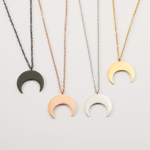 <span class=keywords><strong>Collier</strong></span> Pendentif <span class=keywords><strong>Lune</strong></span> Inversée Minimaliste en Acier Inoxydable STAY SAFE, Gravable, pour Femmes et Couples - Product Image 2