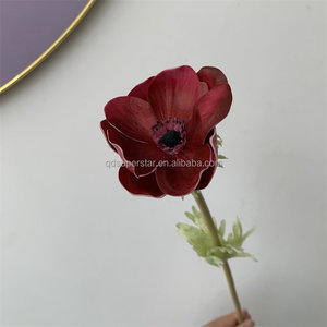 Fleurs artificielles en latex de haute qualité, aspect réaliste, en gros, usine B-645, fleurs de pavot à tige unique, anémone rouge - Product Image 5