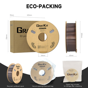 Gratkit ba màu lụa PLA Filament vàng + Đồng + bạc 1.75mm Chân không túi nhựa 1kg 3D in ấn Filament 220C vòi phun Temp - Product Image 6