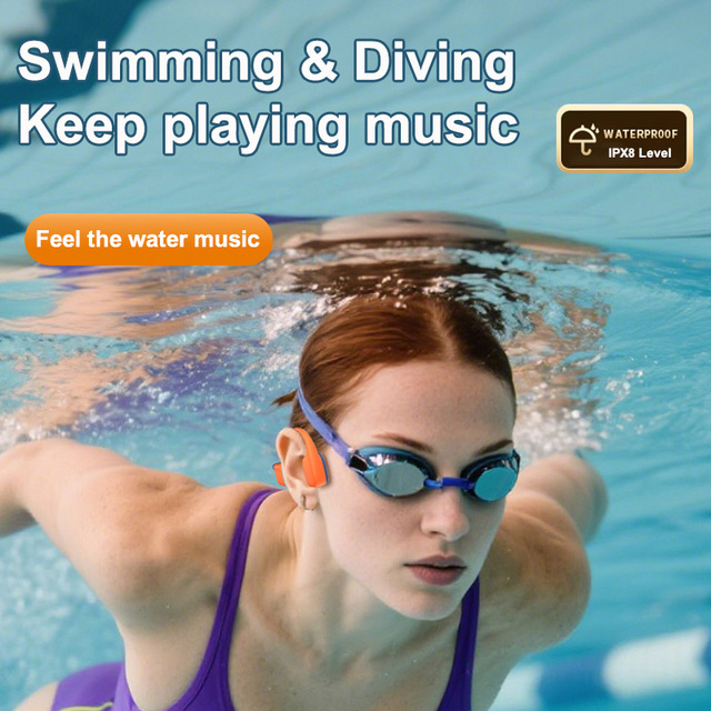 Bone Conduction Open Ear Swimming Headphones Wireless  5.2 IP68 Waterproof Sports Headset with 8GB Memory OEM ODM