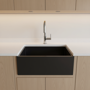 Lavello da cucina nero 30x19 a vasca singola, da incasso, in quarzo, finitura opaca, stile contemporaneo, facile da pulire - Product Image 2