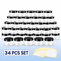 34 Pcs Pots cosmétiques en plastique PET de 8 oz avec couvercles à vis, étiquettes, anti-fuite, vides et rechargeables pour lotion, beurre corporel, baume à lèvres