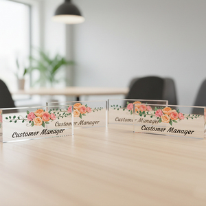 Персонализированная прозрачная акриловая табличка с именем для стола, подарки для сотрудников, акриловая именная табличка, офисные аксессуары - Product Image 3