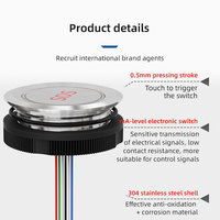 CDOE 35mm Bouton poussoir, normalement ouvert, anneau LED 24V illuminé, métal, interrupteurs SOS ascenseur avec fils