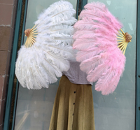 Éventails de plumes de danse burlesque faits à la main en grandes plumes naturelles d'autruche rouges, très vendus pour les fêtes et la rentrée scolaire