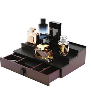 Étagère de rangement multifonctionnelle en bois à trois niveaux de haute qualité pour colognes, présentoir élégant pour salle de bain masculine - Product Image 4