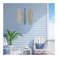 Décoration murale de planche de surf (3 pièces) 23,6" x 5,4" – Décoration de chambre sur le thème de la plage – Grande planche de surf en bois à suspendre – Art tropical hawaïen