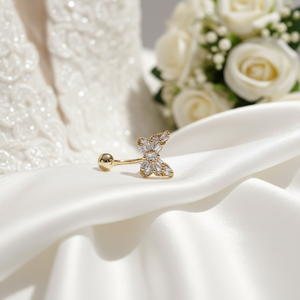 Chic due pezzi di alta gioielleria in rame placcato oro elegante ed elegante con zircone pietra principale per abiti da sposa - Product Image 3