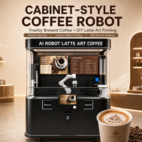 Bras de robot collaboratif à 6 axes, machine à café à écran tactile entièrement automatique, machine à latte art, kiosque commercial pour barista