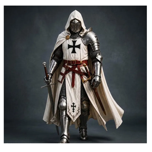 Traje de Armadura Completa de Caballero Templario Blanco, Hecho a Mano, Fundición Tradicional, Medieval, para Recreación Histórica - Product Image 1