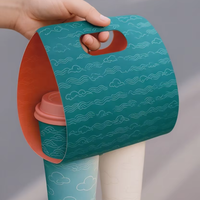 Porte-gobelet en papier à double paroi écologique personnalisé pour l'emballage de boissons à emporter café thé lait avec poignée de base