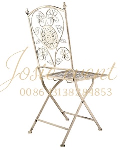 <span class=keywords><strong>Chaise</strong></span> de Bistro Pliante Vintage en <span class=keywords><strong>Fer</strong></span> <span class=keywords><strong>Forgé</strong></span> avec Coussin pour Salon de Jardin, Mariage, Événement - Product Image 5