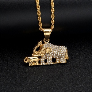 Hip Hop Gold Plated Animal Pendant Stainless Steel <b>Elephant</b> Charm Link Chain Necklace for Wedding Anniversary Party - Product Image 4