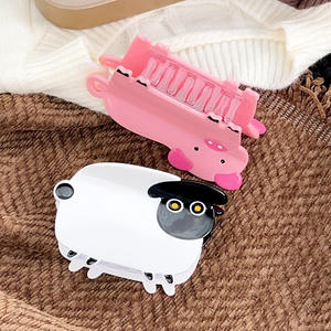 مشبك شعر من الأسيتات على شكل حيوانات كرتونية من YJL، مشبك شعر لطيف على شكل خنزير أو خروف، مشبك شعر مخصص للنساء والفتيات - Product Image 4