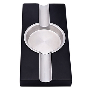 Stainless Steel <b>Ashtray</b> With Wood Base Minimalist Design For Home Office Use Cigar <b>Ashtray</b> Bulk Size - Product Image 4
