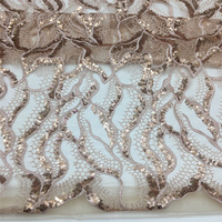 Nouveau Tissu en Dentelle à Paillettes Brodé Plat et Textile en Tulle à Paillettes pour Robe Femme, Vente en Gros Afrique Nigéria 2022