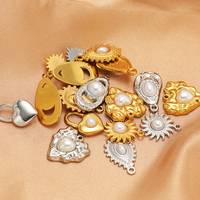 Pendentifs Cœur Perle Plaqué Or 18 carats en Acier Inoxydable, Breloques Soleil Tendance pour la Fabrication de Bijoux DIY et Accessoires d'Artisanat