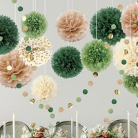 Lanterne en papier pour mariage, boule de fleurs circulaire en papier nid d'abeille, décoration de fête d'anniversaire, boule en nid d'abeille verte tridimensionnelle