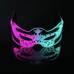 Masker lampu LED warna-warni Pria Wanita masker wajah setengah bercahaya properti konser musik perlengkapan Bar ulang tahun Masker penyamaran pesta - Product Image 1