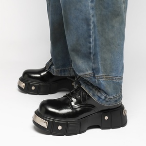 Zapatos Derby de Cuero para <span class=keywords><strong>Hombre</strong></span>, Talla Grande, con Cordones y Suela Gruesa, Punta Redonda, para Primavera/Verano, Casuales, de Vestir, para Fiesta, Modelo 6629, Tendencia de Moda - Product Image 3