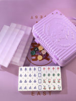 Set Mahjong Ungu Berkualitas Tinggi untuk Penggunaan di Rumah, Ubin Mahjong yang Dicampur dengan Tangan, Gaya Hong Kong, Kotak Hadiah Akrilik Kristal, Hadiah Sempurna