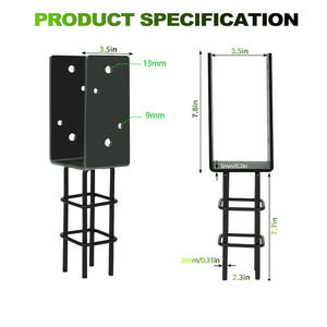 Dimensions du pont <span class=keywords><strong>Poteau</strong></span> de clôture <span class=keywords><strong>en</strong></span> acier au carbone <span class=keywords><strong>en</strong></span> forme de <span class=keywords><strong>U</strong></span> robuste Base de <span class=keywords><strong>poteau</strong></span> d'ancrage <span class=keywords><strong>en</strong></span> béton 2 pièces/ensemble pour porte de clôture et sécurité à la maison - Product Image 2