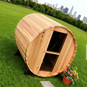 Nouvelle innovation : Sauna extérieur traditionnel en cèdre en forme de baril avec vue panoramique en verre - Product Image 6