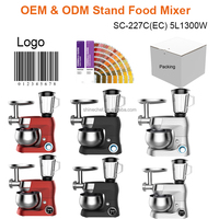 Multifonction Home Kitchen Oem Impastatrice Bol mélangeur en acier inoxydable de 5L sur pied Mélangeur avec hachoir à viande de 1,5 L
