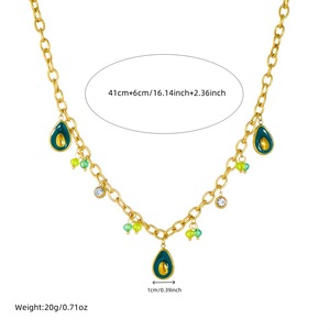 Avocado Pendant Chain Stainless Steel Gold Plated Necklace Fruit Shape Gift Jewelry N3373 - Product Image 4
