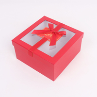 Boîte cadeau de luxe carrée en carton avec fenêtre transparente, double ruban et nœud, logo personnalisé, gaufrage et pelliculage mat – Offre Spéciale
