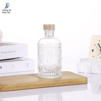 Offre Spéciale – Bouteille en Verre Transparente à Rayures Verticales, Style Colonne Romaine, 200 ml, pour Diffuseur à Bâtonnets, avec Bouchon en Liège