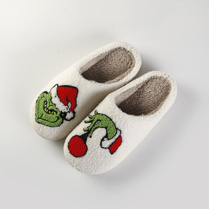Chaussons d'hiver légers et chauds en fausse fourrure pour homme et femme, idéal pour la maison – Collection Noël <span class=keywords><strong>Grinch</strong></span> - Product Image 1