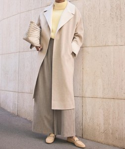 Manteau trench croisé en mélange laine/polyester, manches évasées, col rabattu, décontracté, extra long, design hiver, coupe-vent - Product Image 1