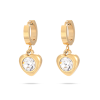 Mode coeur cubique Zircon boucles d'oreilles goutte 18K plaqué or en acier inoxydable suspendus pendentif boucles d'oreilles bijoux femmes