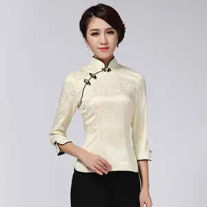 Qipao衬衫连衣裙女装衬衫，中国传统风格女性Qipao衬衫服装