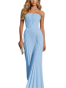 Vestido de Noche Elegante de Gasa con Volantes y Encaje, de un Solo Hombro, Escote Corazón, Plisado, Largo, Tallas Grandes, Estilo Casual para Fiesta o Boda - Fiemii - Product Image 1