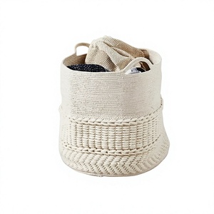 Rustic Woven Rattan <b>Laundry</b> Basket Large Capacity Household <b>Storage</b> Basket Natural Color Handcrafted Design - Product Image 1