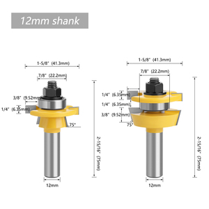 Routeur Bits Travail Du Bois LAVIE 2pcs <span class=keywords><strong>12mm</strong></span> 1/2 "Shank Shaker Rail & Stile Router Bit Set Carbide Porte Couteau À Bois Tenon Cutter Outils pour Bois 03055-C - Product Image 6