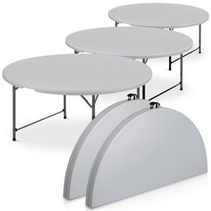Ensembles de tables, mobilier d'extérieur, hôtel, restaurant, location de <span class=keywords><strong>mariage</strong></span>, table ronde pliante en plastique avec pieds de table en métal - Product Image 1