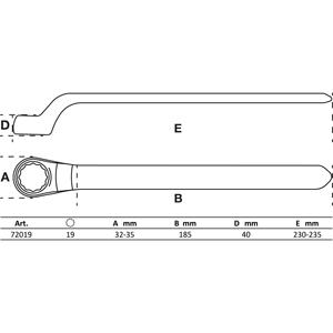 BGS VDE Llave de anillo de un solo extremo de compensación profundo 19 mm - Product Image 2