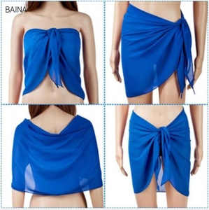 Nouveau femmes court Sarong robe portefeuille crème solaire châle paréo jupe en mousseline de soie plage couvrir maillots de bain - Product Image 2