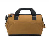 Sac à outils portable robuste sur site, en polyester résistant à l'eau, avec fermeture éclair, 15 poches, poids moyen, 13 pouces, marron