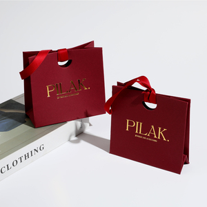 Custom Logo Paper <b>Gift</b> Bag with Ribbon <b>Bow</b> for Jewelry Packaging - Product Image 5
