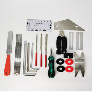 Kit d'outils de réparation de guitare 25 pièces : règle d'<span class=keywords><strong>action</strong></span>, tournevis, clé hexagonale, limes, accessoires pour kit d'outils de réparation de guitare - Product Image 3