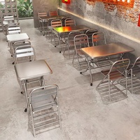 Mobilier de style industriel pour les restaurants de barbecue, tables et chaises pliantes en acier inoxydable antirouille pour les entreprises de restauration