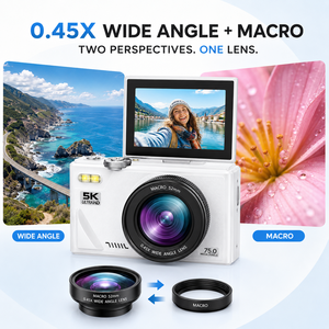 <span class=keywords><strong>Appareil</strong></span> <span class=keywords><strong>photo</strong></span> numérique avec capteur CMOS 75MP 4K, zoom optique 12x, double objectif télescopique, WiFi, autofocus, écran 2-3 pouces, image électronique - Product Image 6