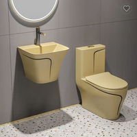 Ensemble WC en céramique de style moderne, facile à nettoyer, avec lavabo mural émaillé et cuvette de toilette grise mate