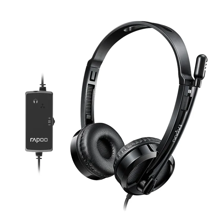 Rapoo H120 Lightweight Dynamic Wired Stereo Office On Ear Usb Enc Mic Headset Call Center With Microphone