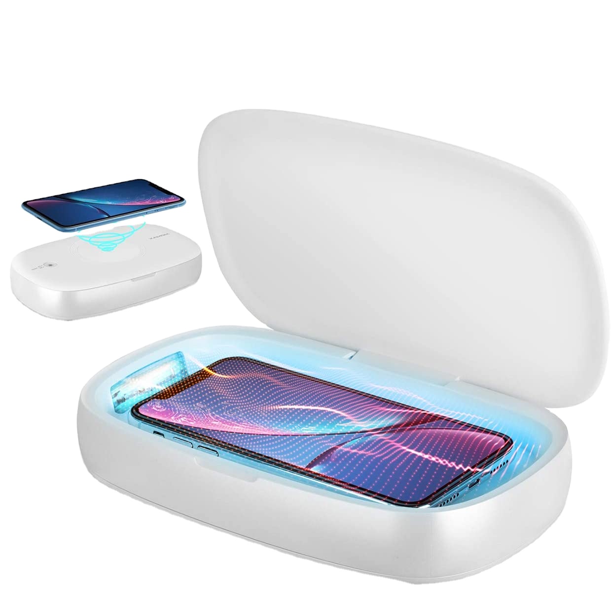 Горячая продажа УФ свет стерилизатор сотового телефона UVC лампа дезинфицирующее устройство коробка Беспроводное зарядное устройство для телефона